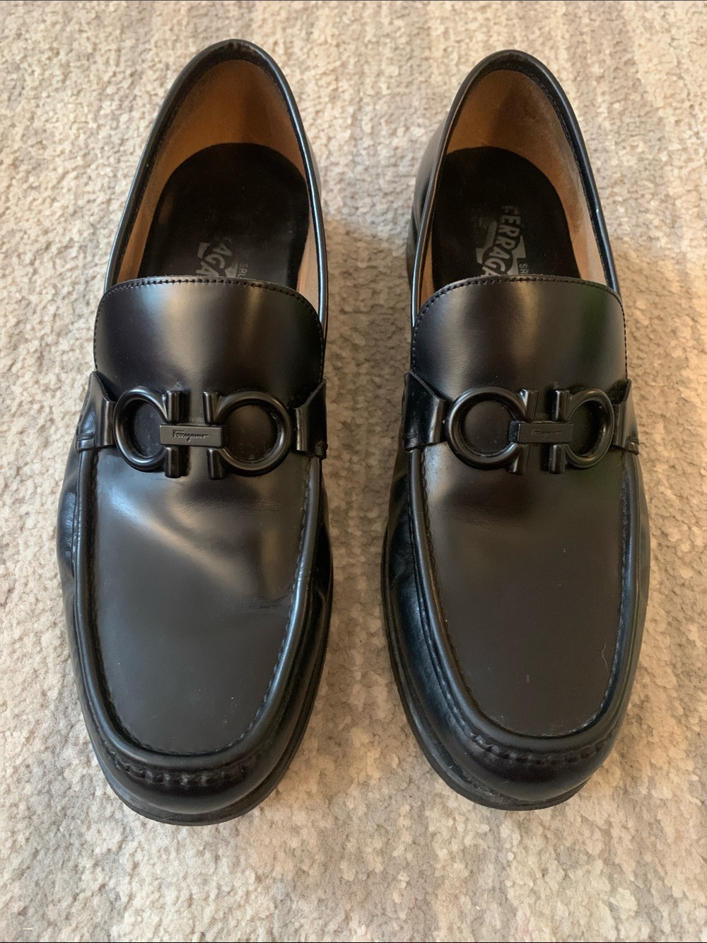 Salvatore Ferragamo Black Leather Gancini Bit Loafers
